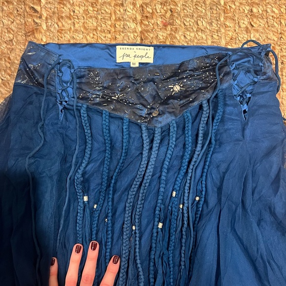 BLUE BRENDA KNIGHT FREE PEOPLE COLLAB MAXI SKIRT - Picture 4 of 8